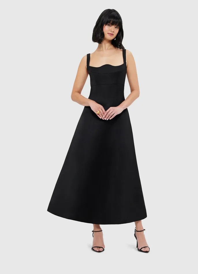 Odette Midi Dress 8211 Ebony Women Dresses and Jumpsuits LEO LIN