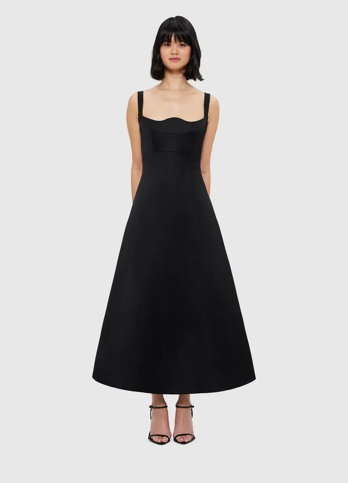 Odette Midi Dress 8211 Ebony Women Dresses and Jumpsuits LEO LIN