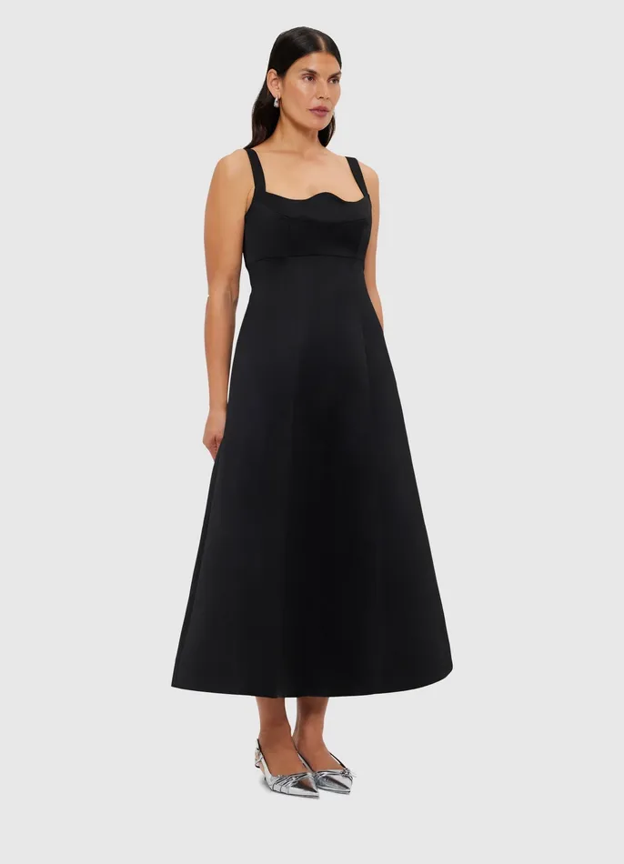 Odette Midi Dress 8211 Ebony Women Dresses and Jumpsuits LEO LIN