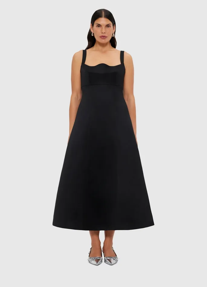 Odette Midi Dress 8211 Ebony Women Dresses and Jumpsuits LEO LIN
