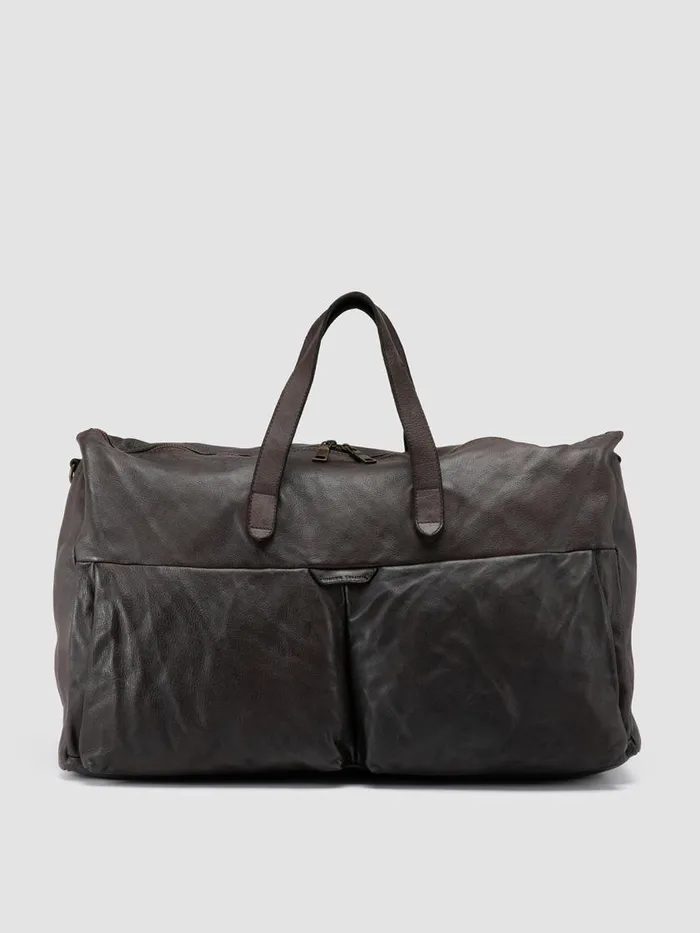 Officine Creative Bags HELMET 043 Ebano Brown Leather Weekend Bag 8211 Men