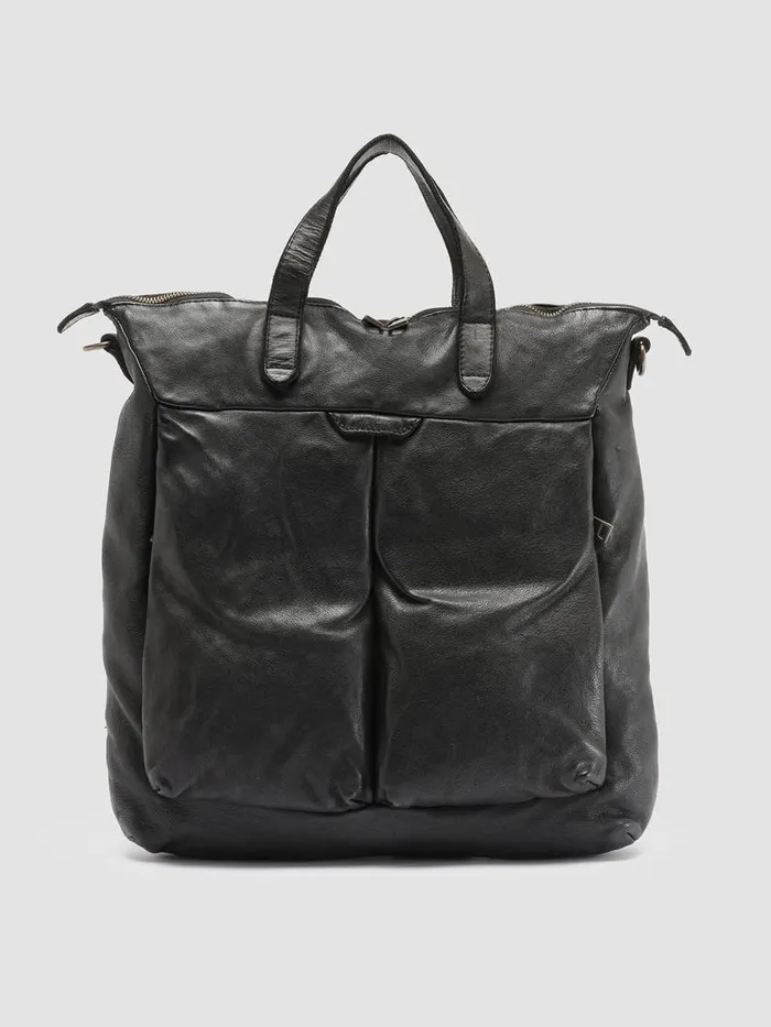 Officine Creative Bags HELMET 27 Nero Black Leather Tote Bag 8211 Men