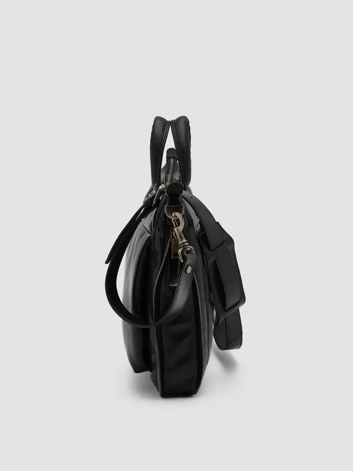 Officine Creative Bags HELMET 33 Nero Black Leather Weekend Bag 8211 Men