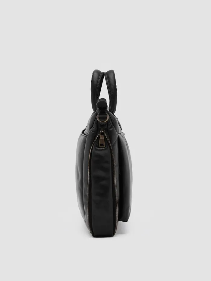 Officine Creative Bags HELMET 33 Nero Black Leather Weekend Bag 8211 Men