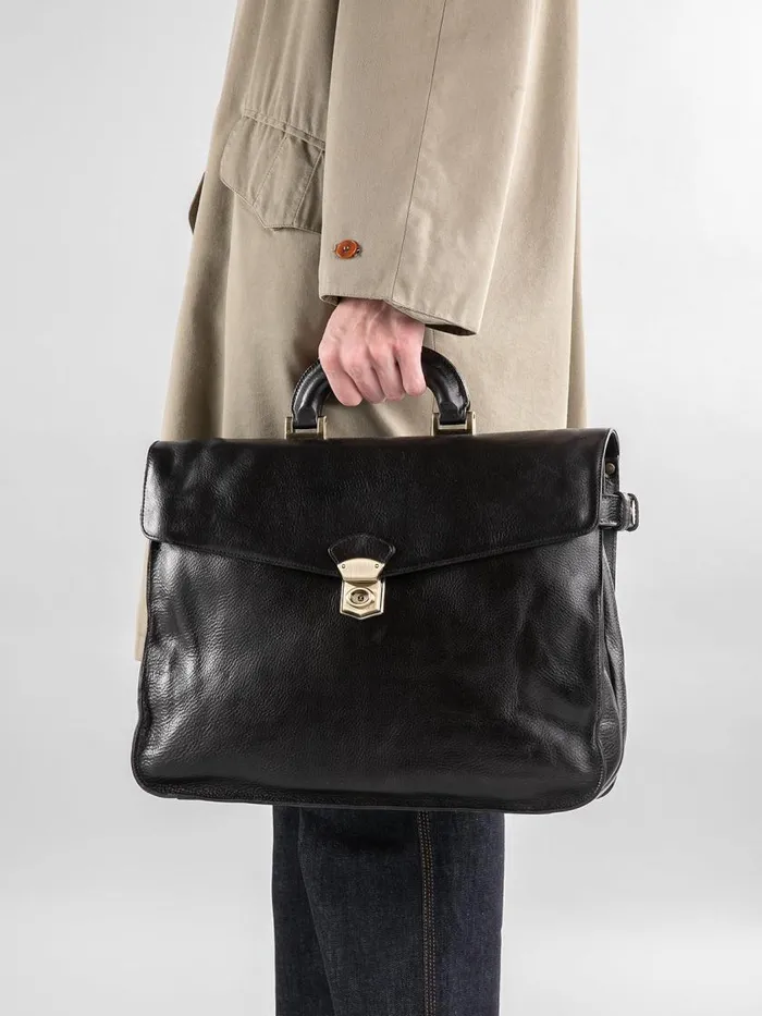 Officine Creative Bags RARE 036 Supernero Black Leather Briefcase 8211 Men