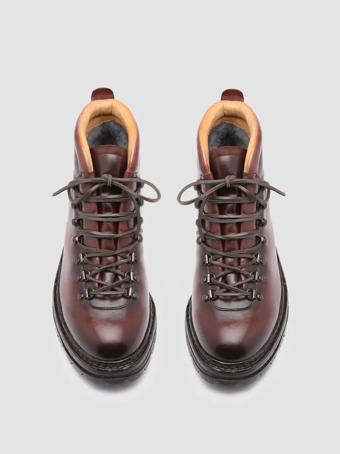 Officine Creative Boots and Ankle Boots ARTIK 002 Bordo Burgundy Leather And Shearling Ankle Boots 8211 Men