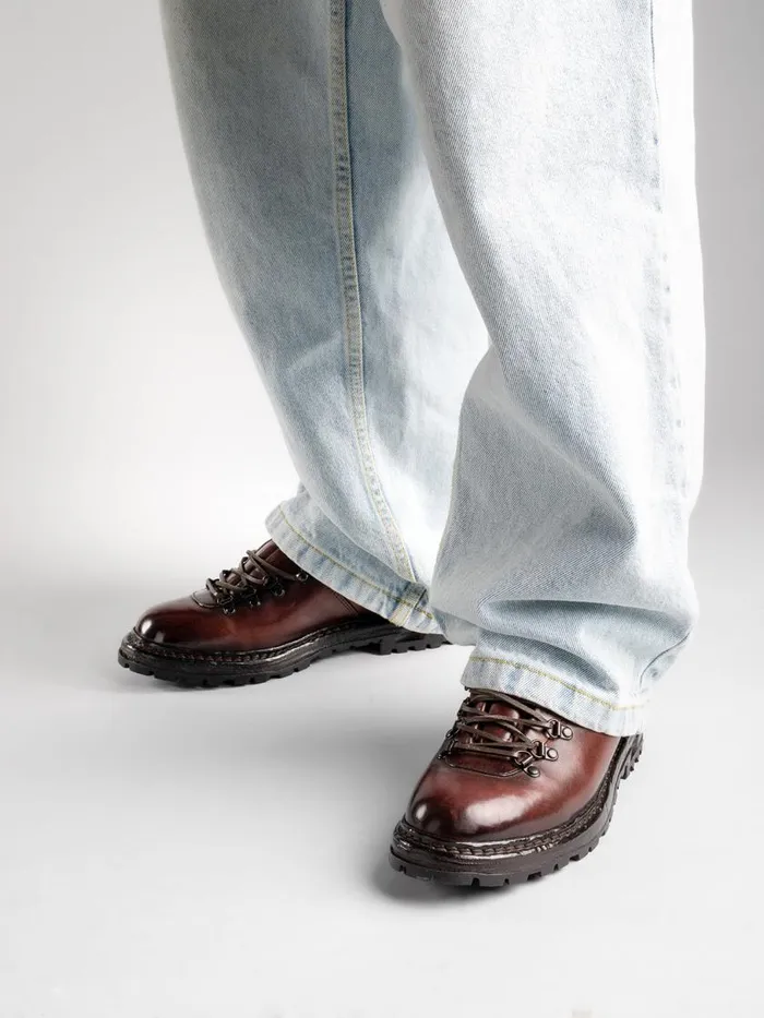 Officine Creative Boots and Ankle Boots ARTIK 002 Bordo Burgundy Leather And Shearling Ankle Boots 8211 Men