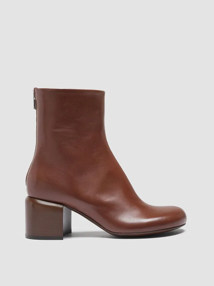 Officine Creative Boots and Booties ETHEL 004 Guanteria Bruno Brown Nappa Leather Ankle Boots 8211 Women