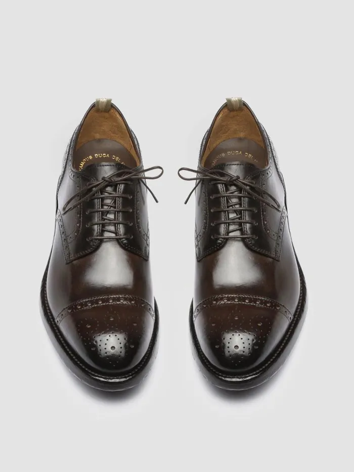 Officine Creative Dress Shoes TEMPLE 003 Ebano Brown Leather Half Brogue Derby Shoes 8211 Men Officine Creative Dress Shoes TEMPLE 003 Ebano Brown Leather Half Brogue Derby Shoes 8211 Men