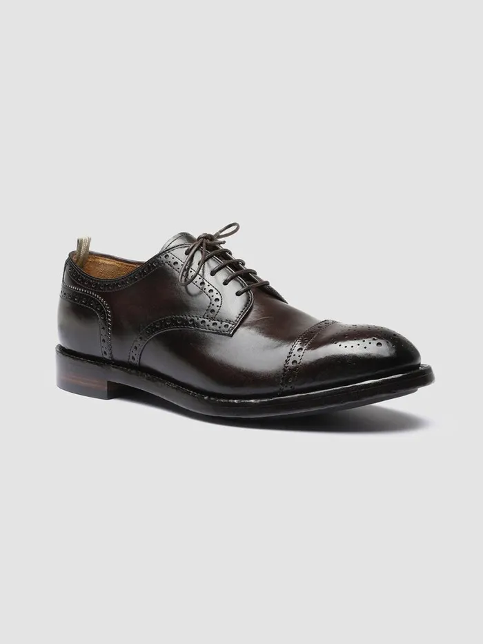 Officine Creative Dress Shoes TEMPLE 003 Ebano Brown Leather Half Brogue Derby Shoes 8211 Men Officine Creative Dress Shoes TEMPLE 003 Ebano Brown Leather Half Brogue Derby Shoes 8211 Men