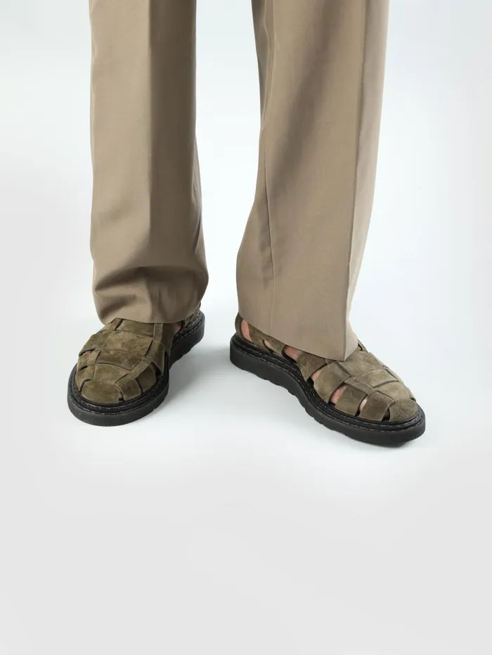 Officine Creative Sandals LYNDON 002 Bosco Green Suede Sandals 8211 Men