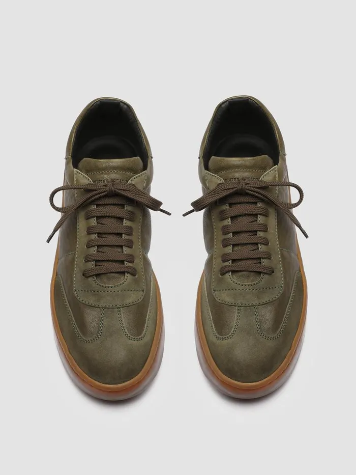 Officine Creative Sneakers KOMBINED 001 Military Olive Green Leather Sneakers Latex Sole 8211 Men