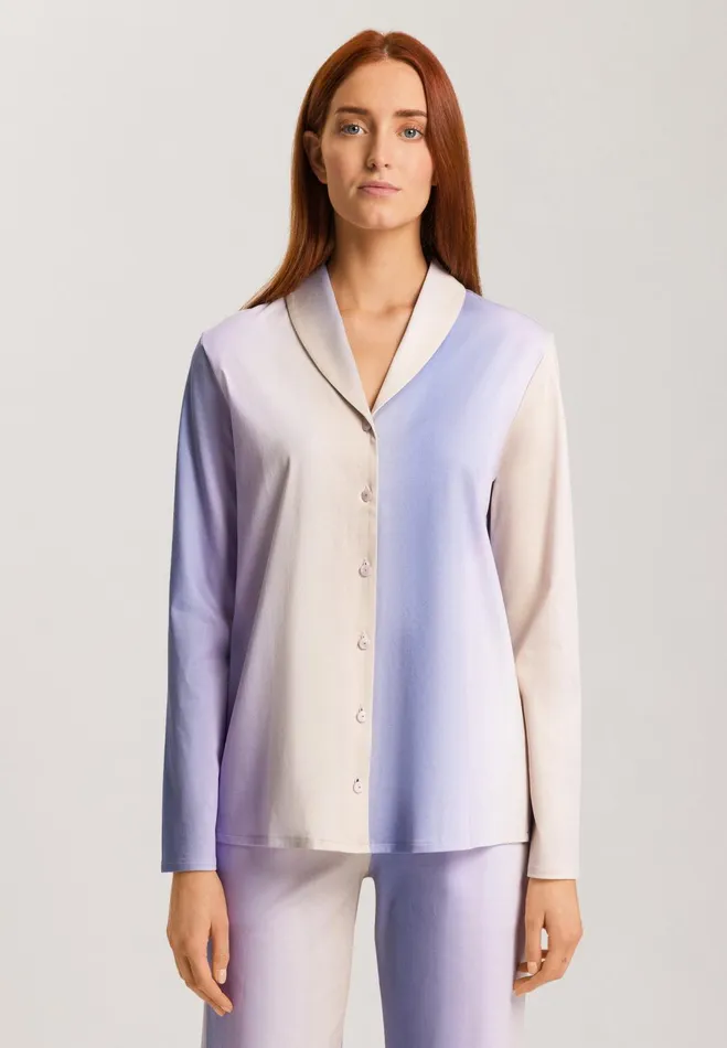 Ombre Shawl Collar Cotton Shirt Sunrise Ombre Women HANRO Pajama Tops