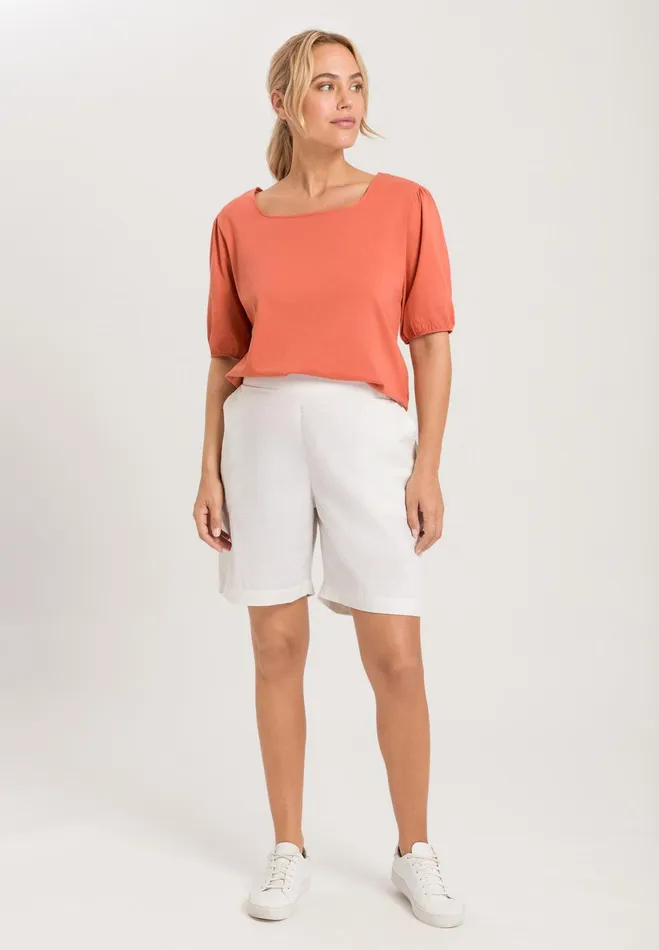 Organic Cotton Square Neck Top Apricot Brandy Women HANRO Lounge Tops