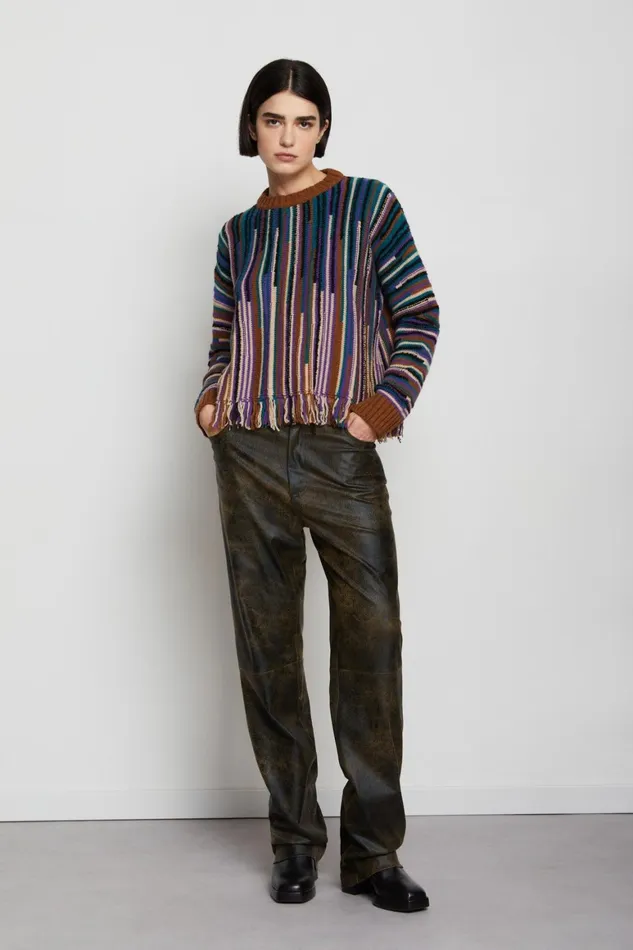 Ottod039Ame Multicolor Sweater With Fringes Women Knitwear and TShirts