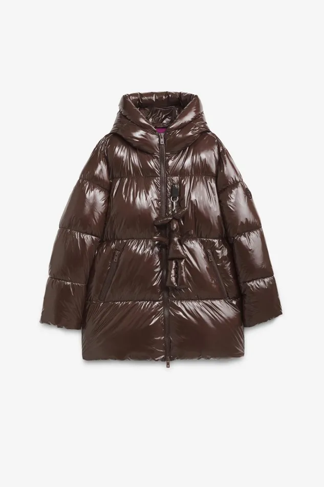 Ottod039Ame Puffer Jacket Shiny Effect With Wide Neck Women Down Jackets