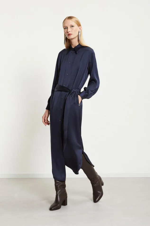 Ottod039Ame Viscose Long Chemisier With Sash Women Dresses