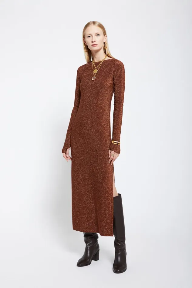 Ottod039Ame Viscose Long Dress With Lurex Women Dresses