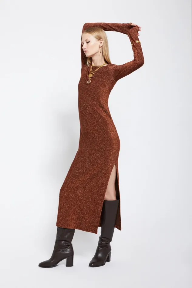 Ottod039Ame Viscose Long Dress With Lurex Women Dresses