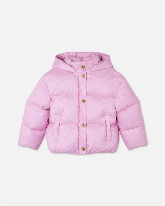 Outerwear Kids Versace Barocco Jacquard Puffer Jacket Pink