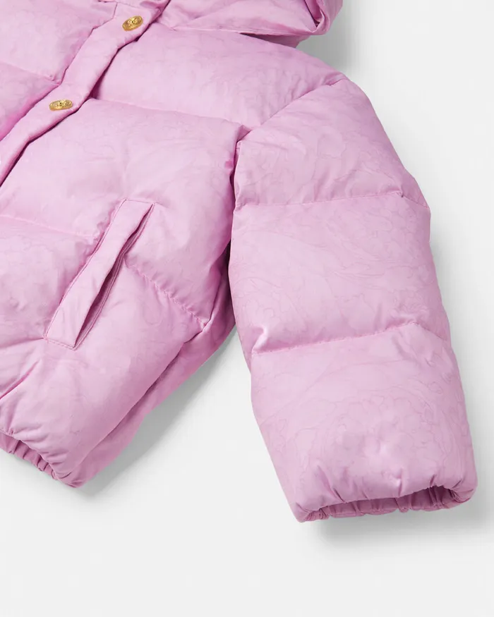 Outerwear Kids Versace Barocco Jacquard Puffer Jacket Pink