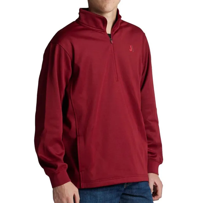 Outerwear Men Justin Boots Quarter Zip Fleece Pullover Red Heather 040red041