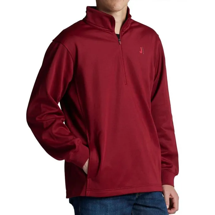 Outerwear Men Justin Boots Quarter Zip Fleece Pullover Red Heather 040red041