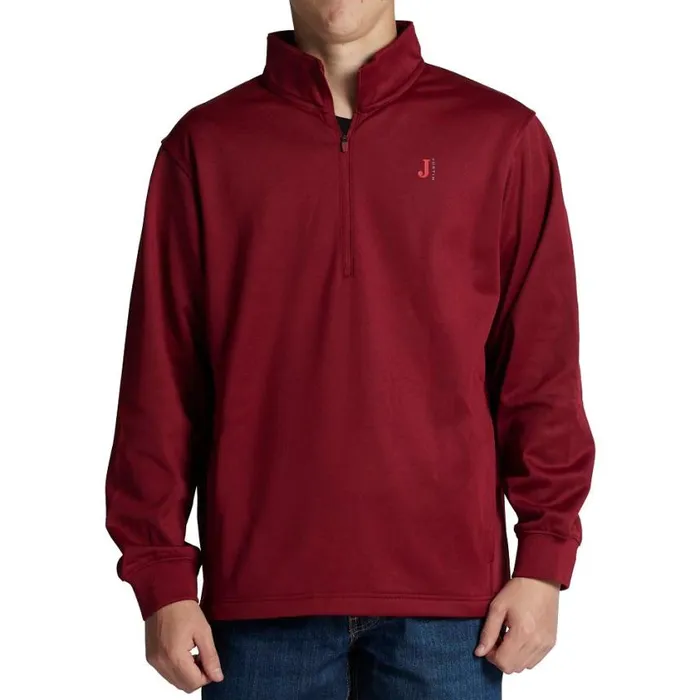 Outerwear Men Justin Boots Quarter Zip Fleece Pullover Red Heather 040red041