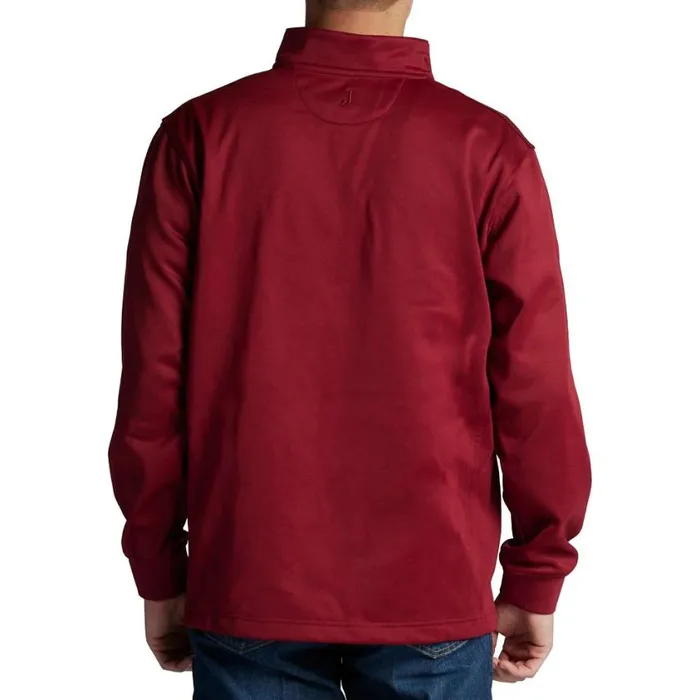 Outerwear Men Justin Boots Quarter Zip Fleece Pullover Red Heather 040red041
