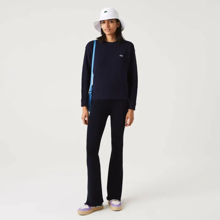 Pants and Leggings Women Lacoste Women039s Seamless Ribbed Knit Leggings Navy Blue 166