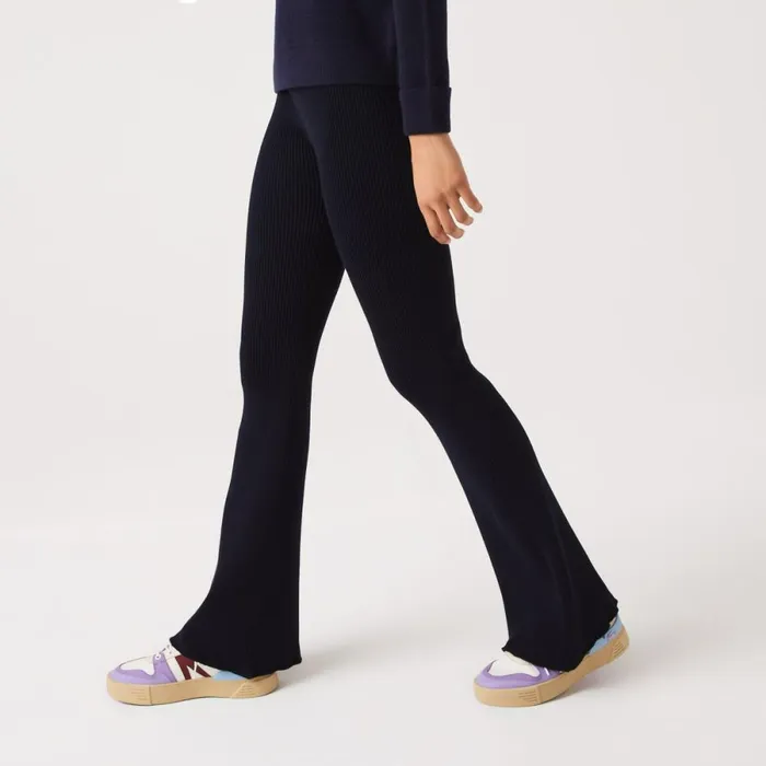 Pants and Leggings Women Lacoste Women039s Seamless Ribbed Knit Leggings Navy Blue 166
