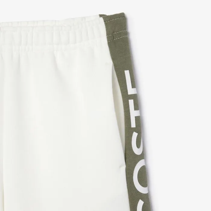 Pants and Shorts Kids Lacoste Kids Striped Organic Cotton Shorts White Khaki Green Imi