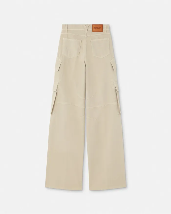 Pants and Shorts Women Versace Cargo Jeans Beige