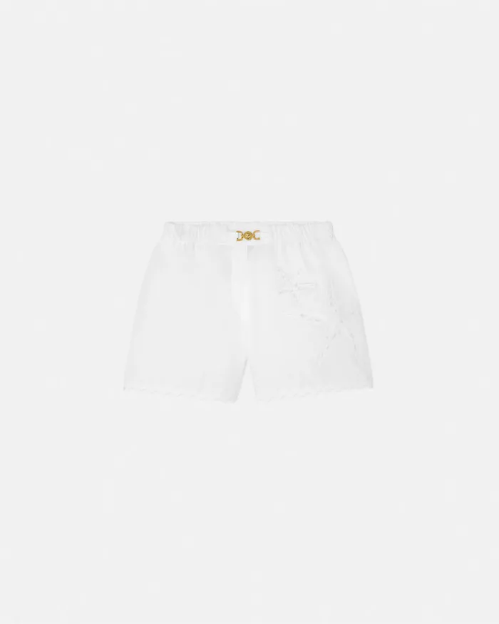 Pants and Skirts Kids Versace Embroidered Sangallo Shorts White