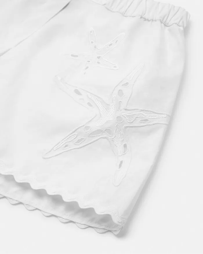 Pants and Skirts Kids Versace Embroidered Sangallo Shorts White