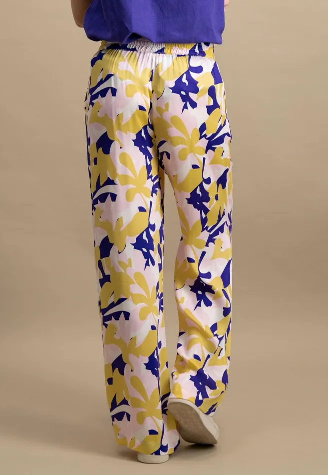 Pants Women FYNCHHATTON Colorful Patterned Pants With A Loose Cut Ocean Violet