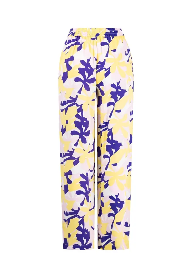 Pants Women FYNCHHATTON Colorful Patterned Pants With A Loose Cut Ocean Violet