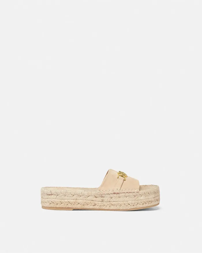 Platforms Women Versace Medusa 03995 Suede Espadrilles 12034 Beige