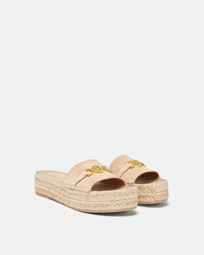 Platforms Women Versace Medusa 03995 Suede Espadrilles 12034 Beige