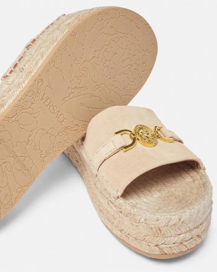 Platforms Women Versace Medusa 03995 Suede Espadrilles 12034 Beige