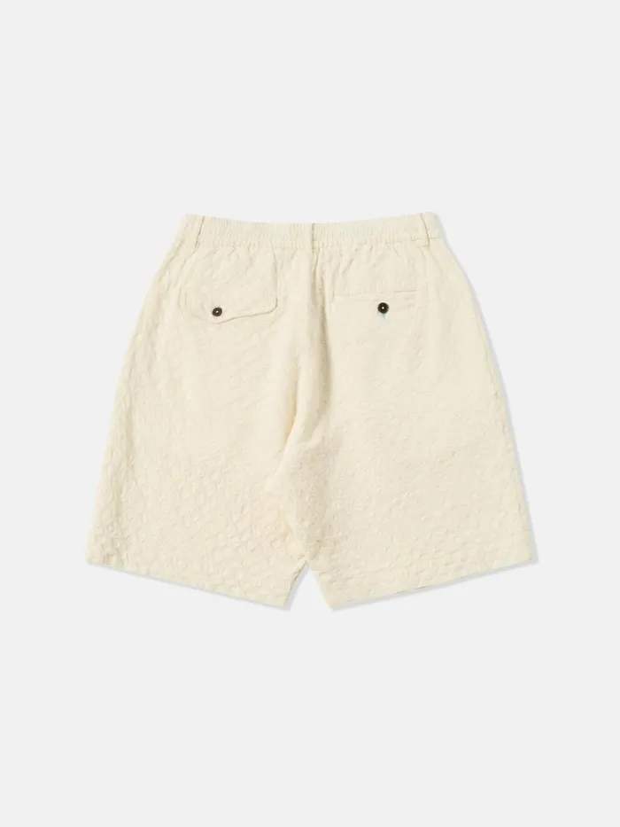 Pleated Track Short In Ecru Dot Waffle Men Universal Works Shorts