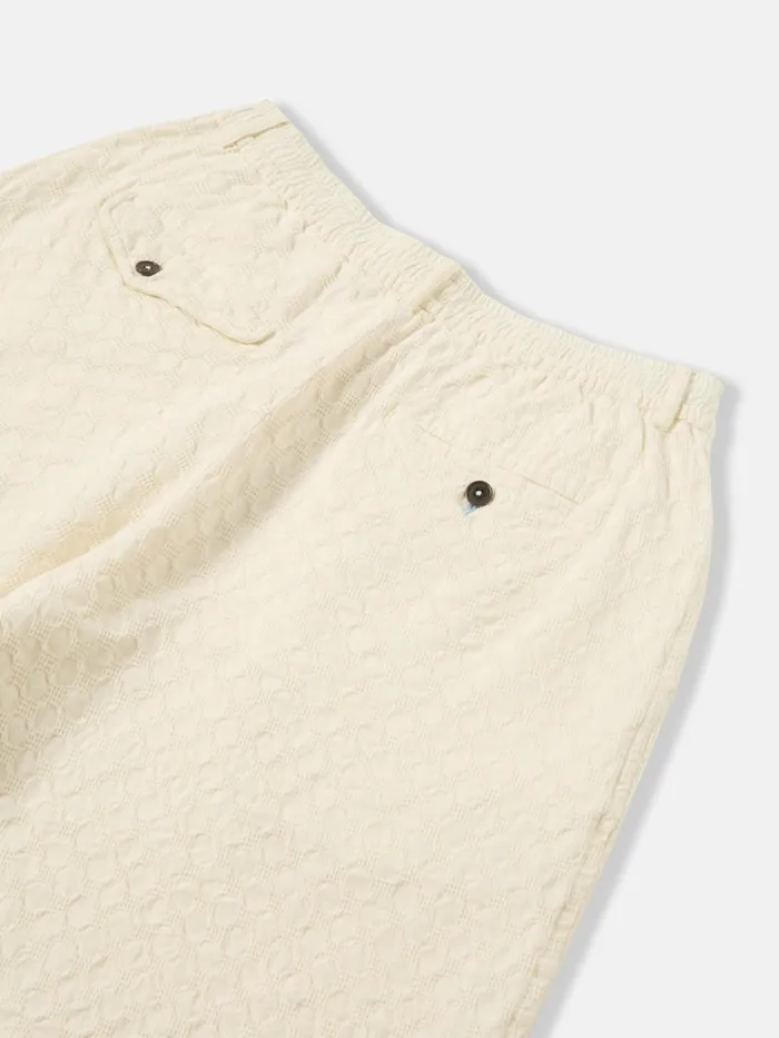 Pleated Track Short In Ecru Dot Waffle Men Universal Works Shorts