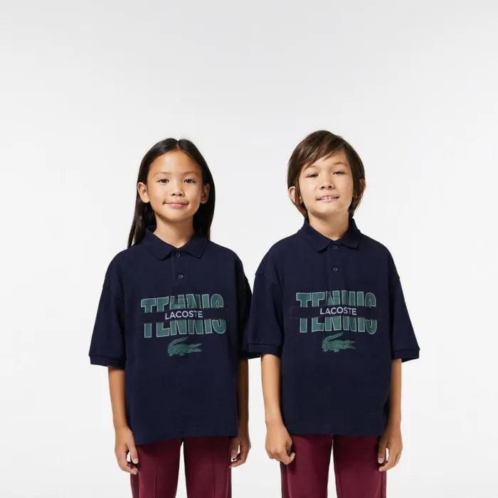 Polos Kids Lacoste Kids039 Cotton Piqu Print Polo Navy Blue 166