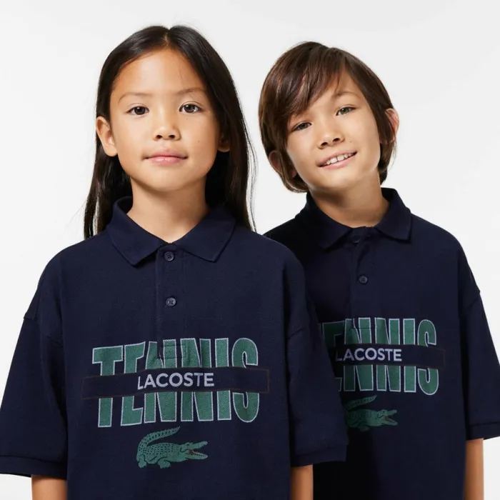 Polos Kids Lacoste Kids039 Cotton Piqu Print Polo Navy Blue 166