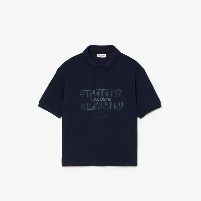 Polos Kids Lacoste Kids039 Cotton Piqu Print Polo Navy Blue 166