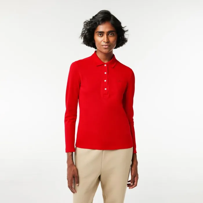 Polos Women Lacoste Womens Slim Fit Stretch Piqu Polo Red 240