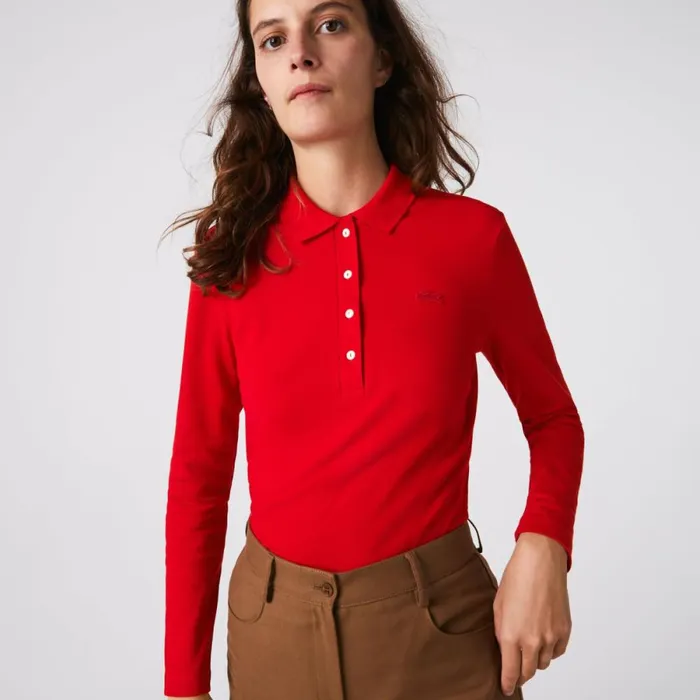 Polos Women Lacoste Womens Slim Fit Stretch Piqu Polo Red 240