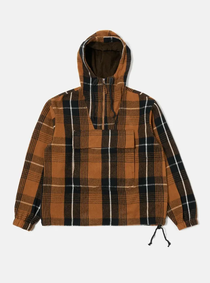Pullover Anorak In Brown Earth II Check Men Universal Works Coats and Outerwear