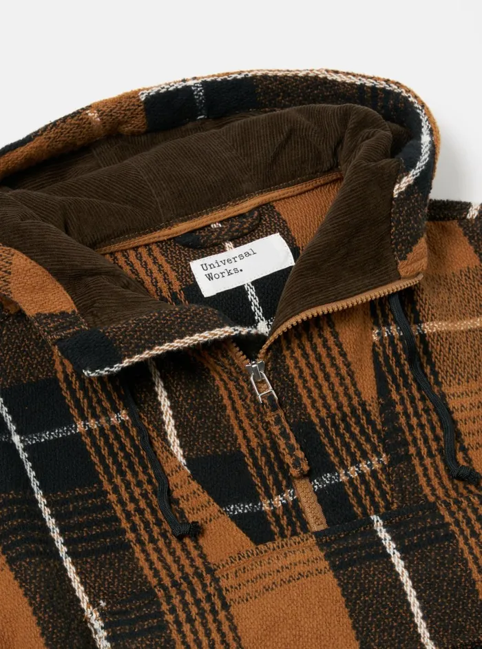 Pullover Anorak In Brown Earth II Check Men Universal Works Coats and Outerwear