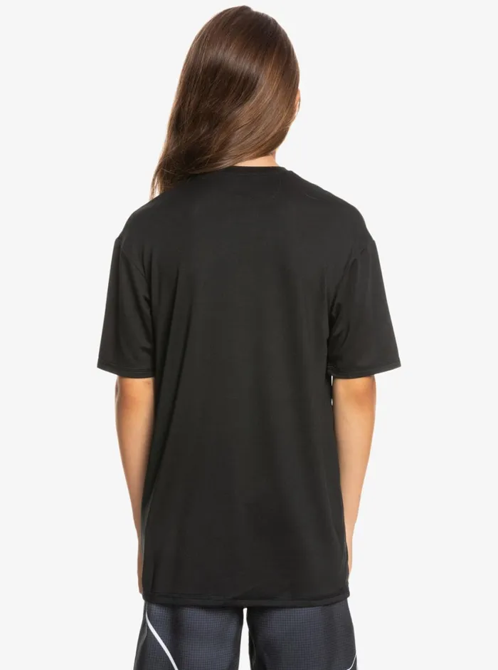 Quiksilver 816 Solid Streak Short Sleeve UPF 50 Surf TShirt Black Boys Rashguards